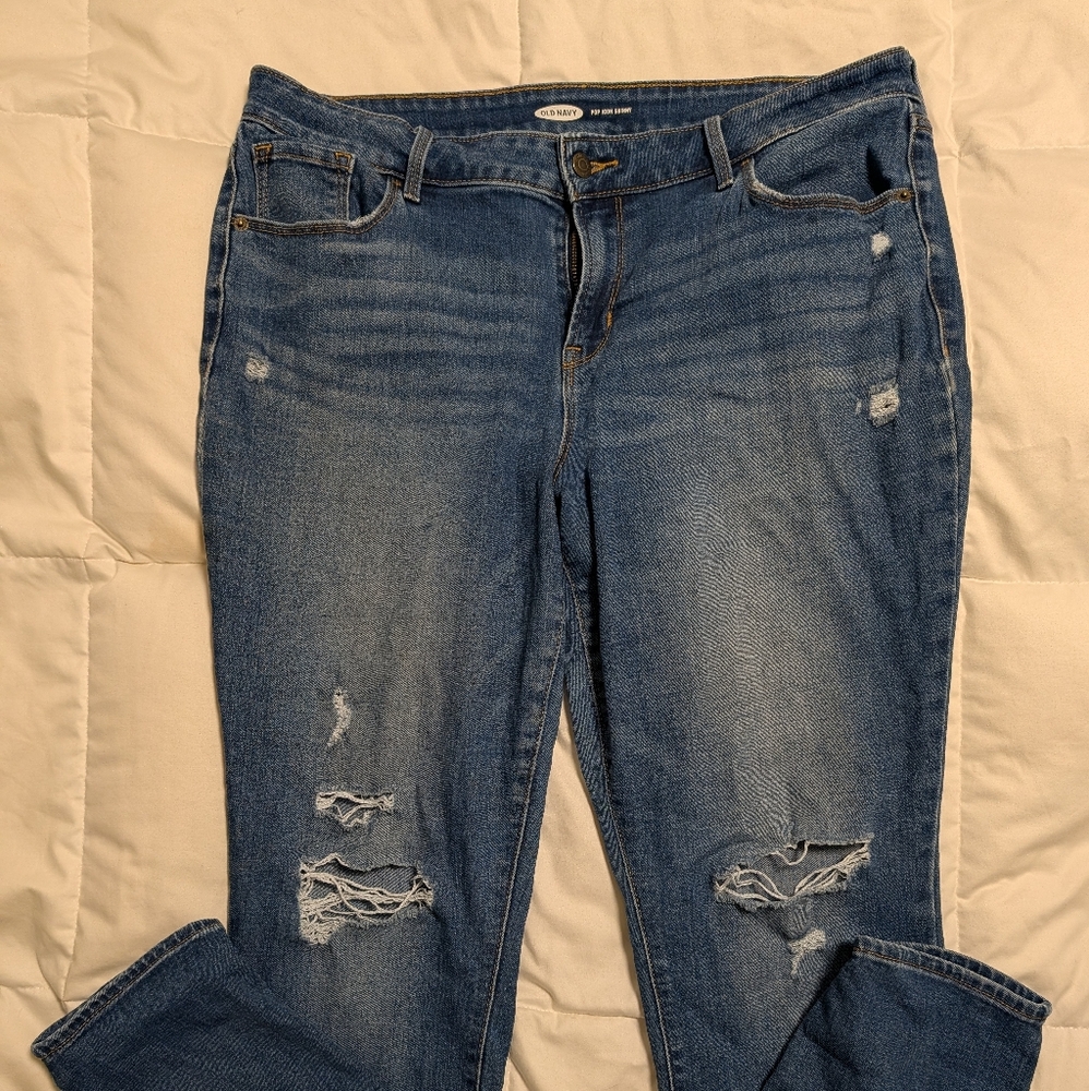 Old Navy Women's Distressed Boyfriend Jeans - Blue
